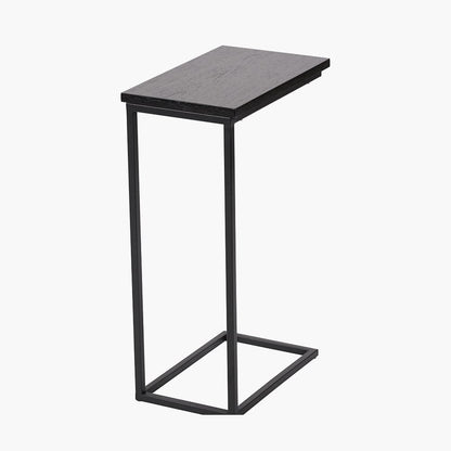 Black Ash Veneer and Black Metal Supper Side Table