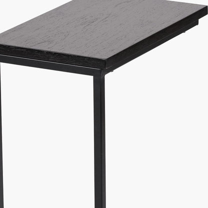 Black Ash Veneer and Black Metal Supper Side Table