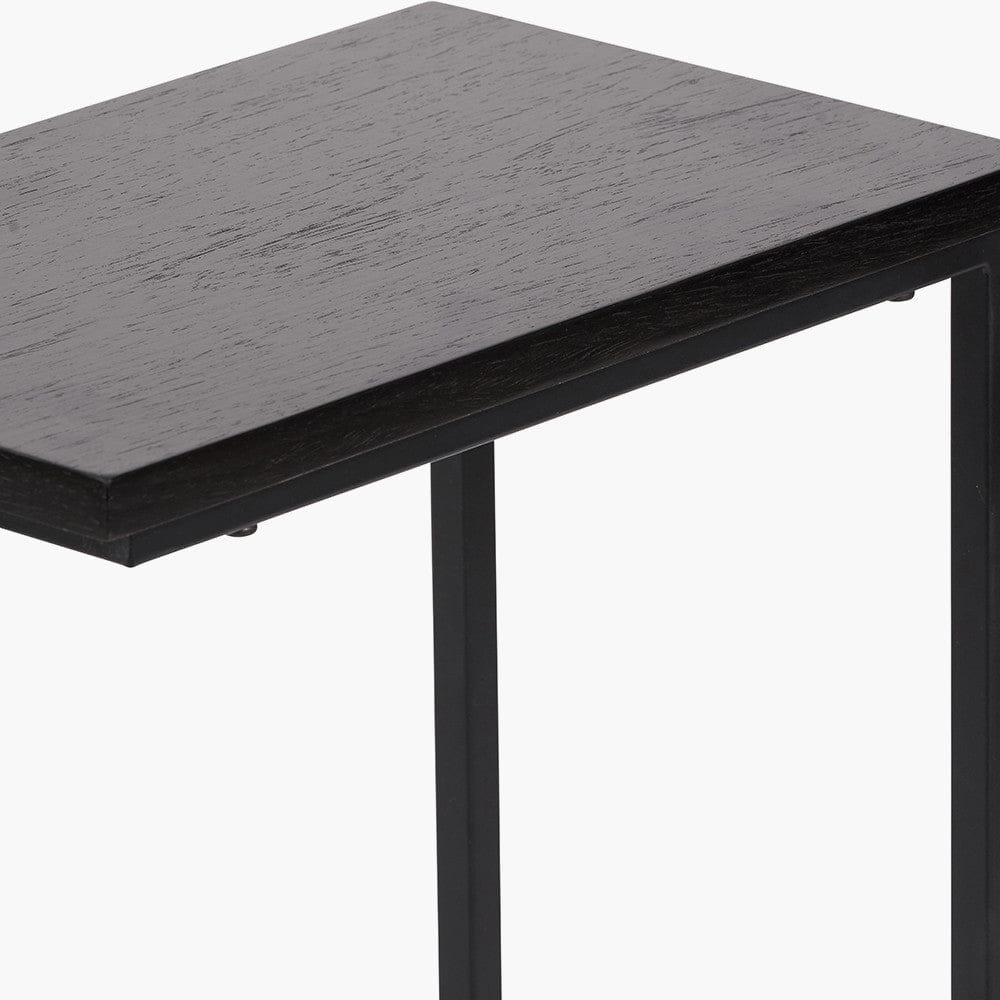Black Ash Veneer and Black Metal Supper Side Table