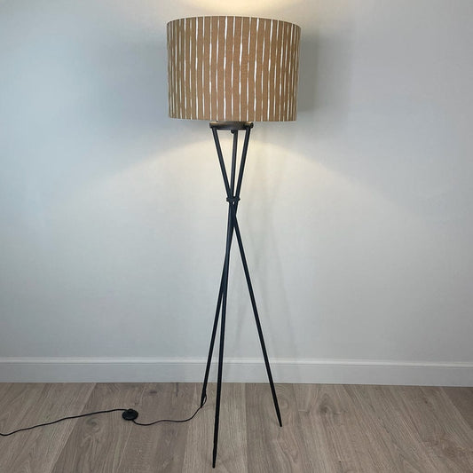 Black Brondby Tripod Floor Lamp with Luis Dessert Lampshade