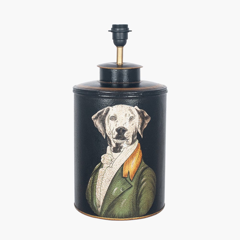 Black Hand Painted Dog Table Lamp