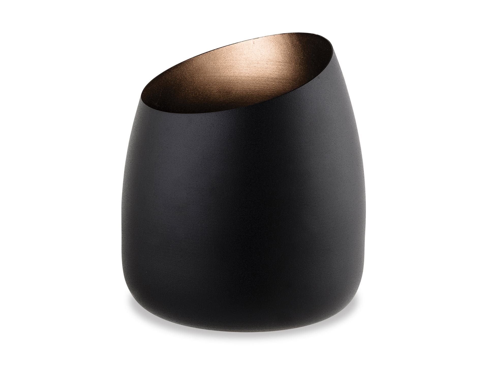 Black metal conical uplight in a metal finish