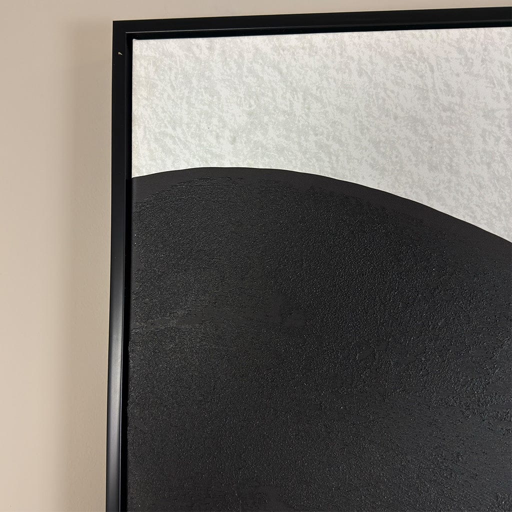 Close-up of a textured black surface with a white textured background