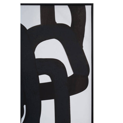 Abstract black and white artwork on a white background