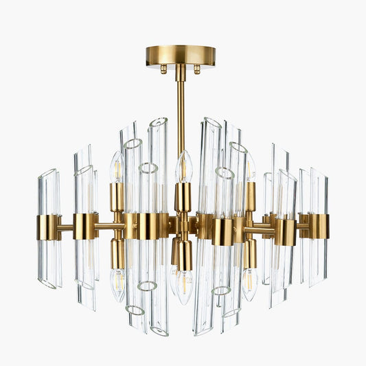 Brell Clear Glass & Polished Brass 12 Light Pendant
