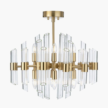 Brell Clear Glass & Polished Brass 12 Light Pendant
