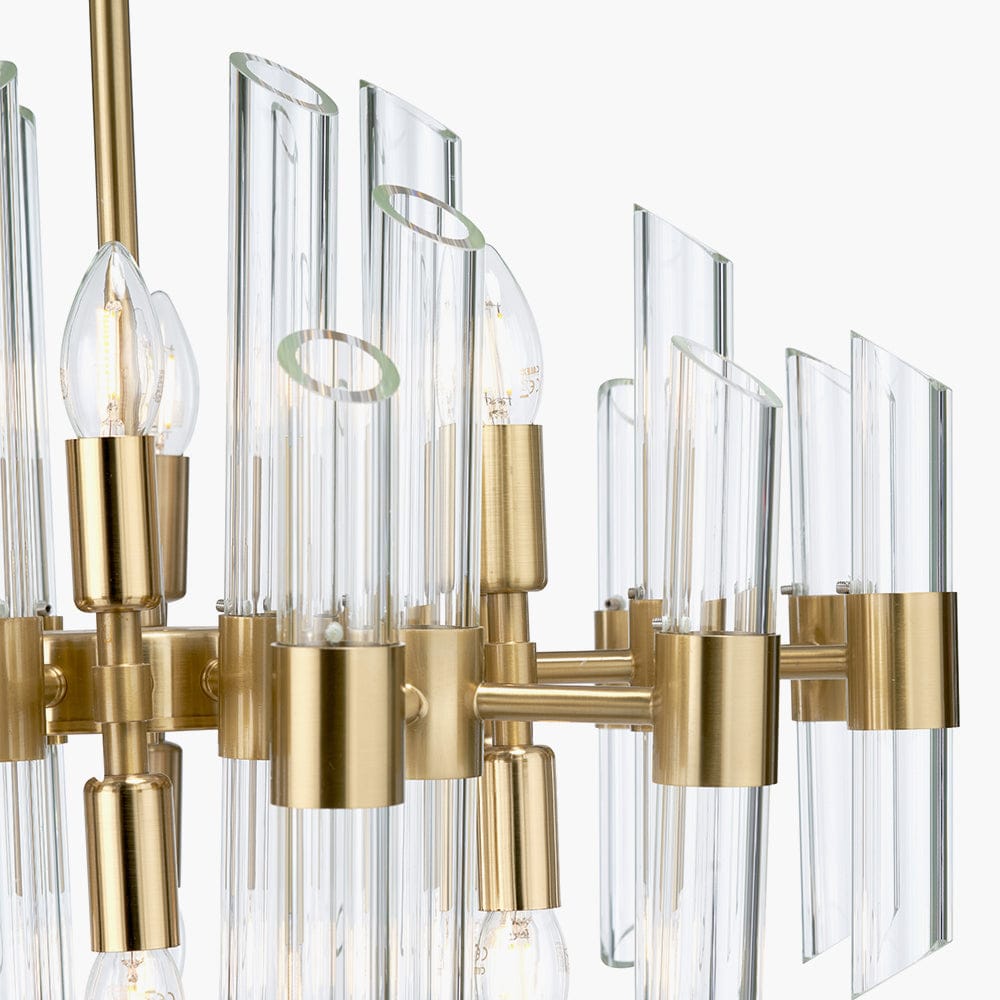 Brell Clear Glass & Polished Brass 12 Light Pendant