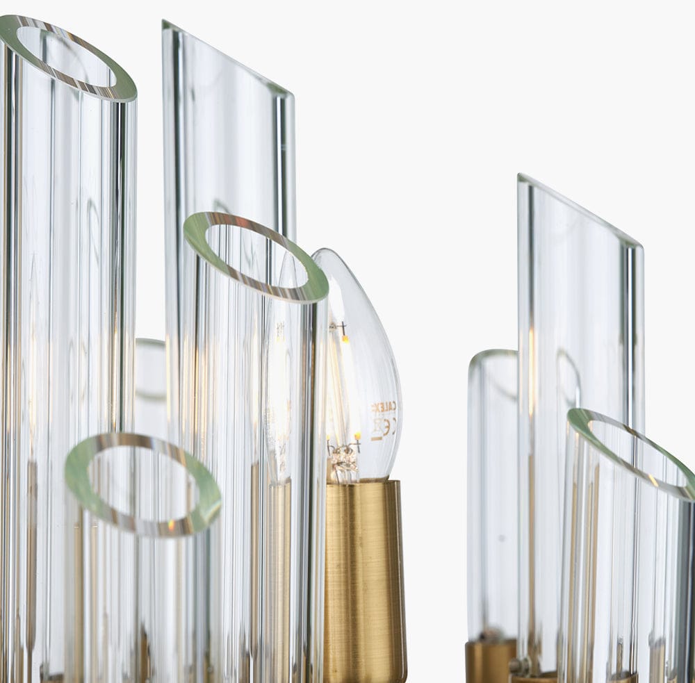 Brell Clear Glass & Polished Brass 12 Light Pendant