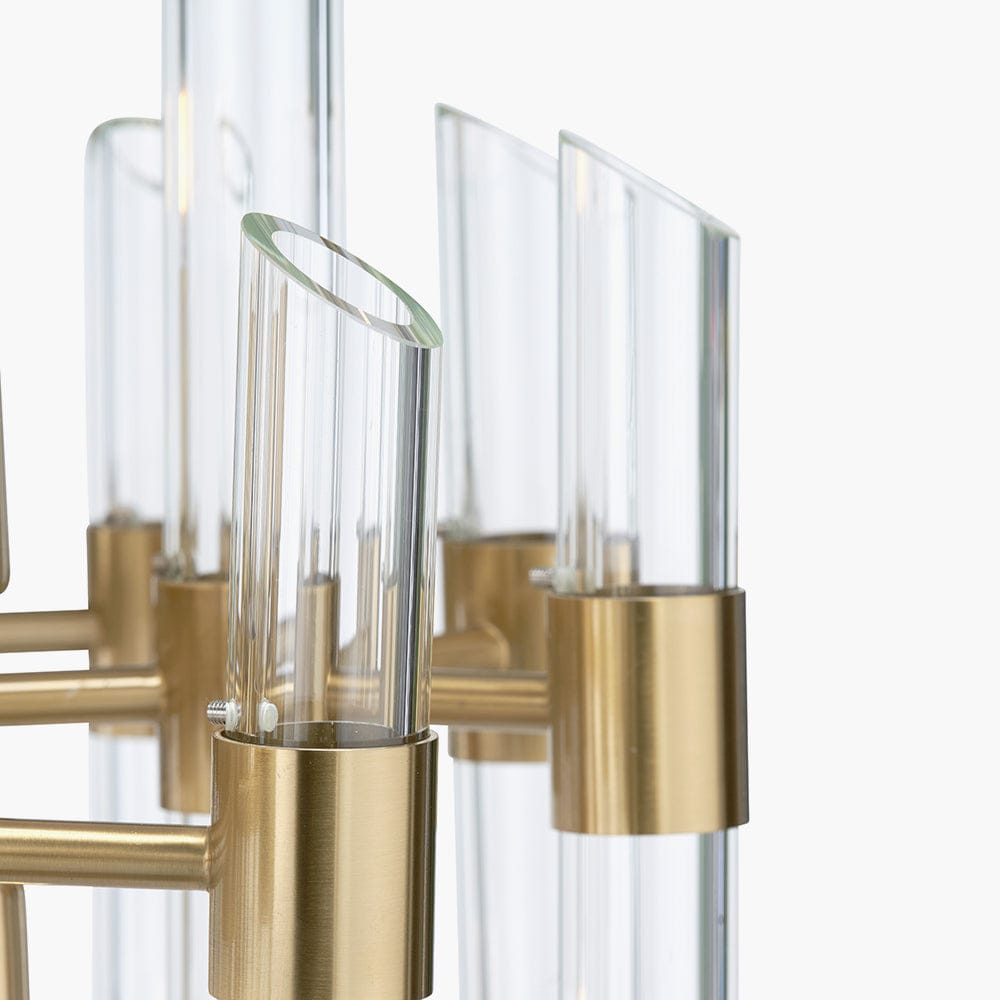 Brell Clear Glass & Polished Brass 12 Light Pendant