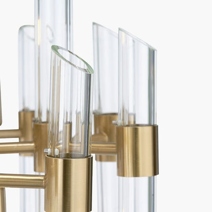 Brell Clear Glass & Polished Brass 12 Light Pendant