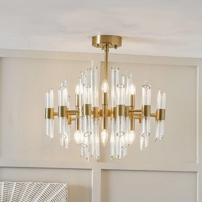 Brell Clear Glass & Polished Brass 12 Light Pendant