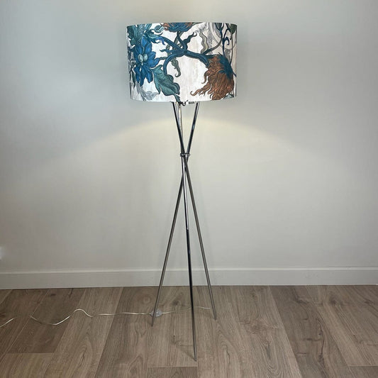 Brondby Chrome Floor Lamp with Timorous Beasties Epic Botanic Shade