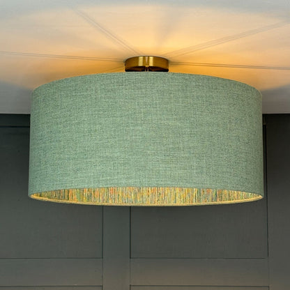 Bronte Jade Pendant Shade with Seri Emerald Peacock Wallpaper Lining