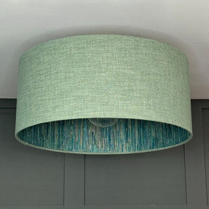 Bronte Jade Pendant Shade with Seri Emerald Peacock Wallpaper Lining