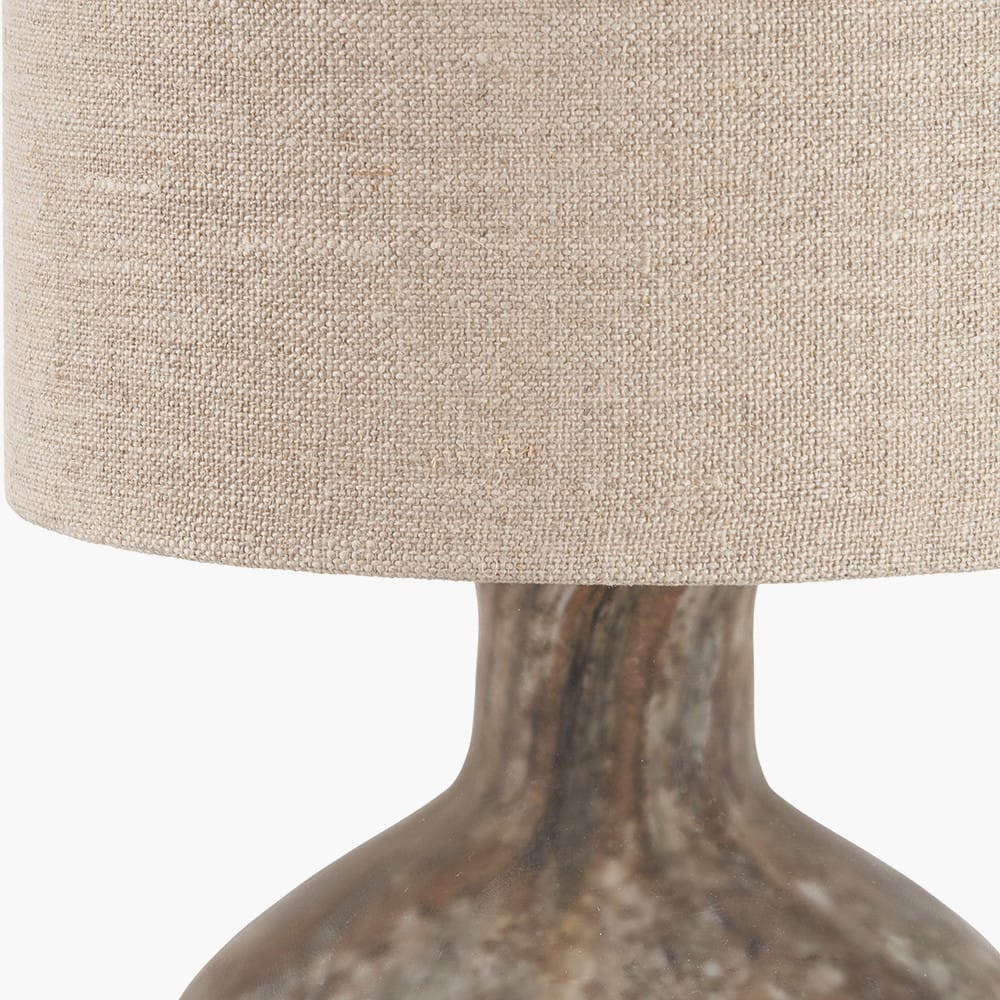Brown Organic Glass Table Lamp with Shade