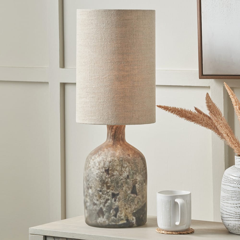 Brown Organic Glass Table Lamp with Shade