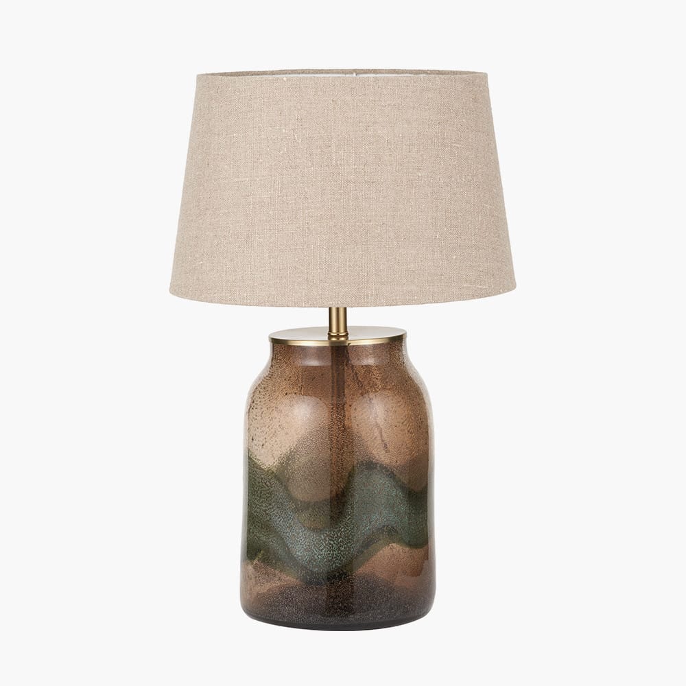 Brown and Green Glass Table Lamp