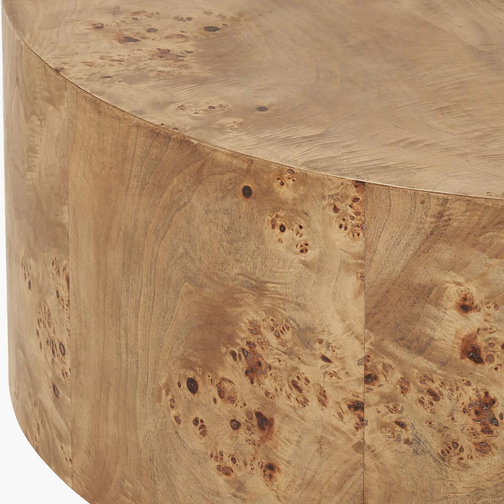 Wooden side table with natural finish and visible grain pattern