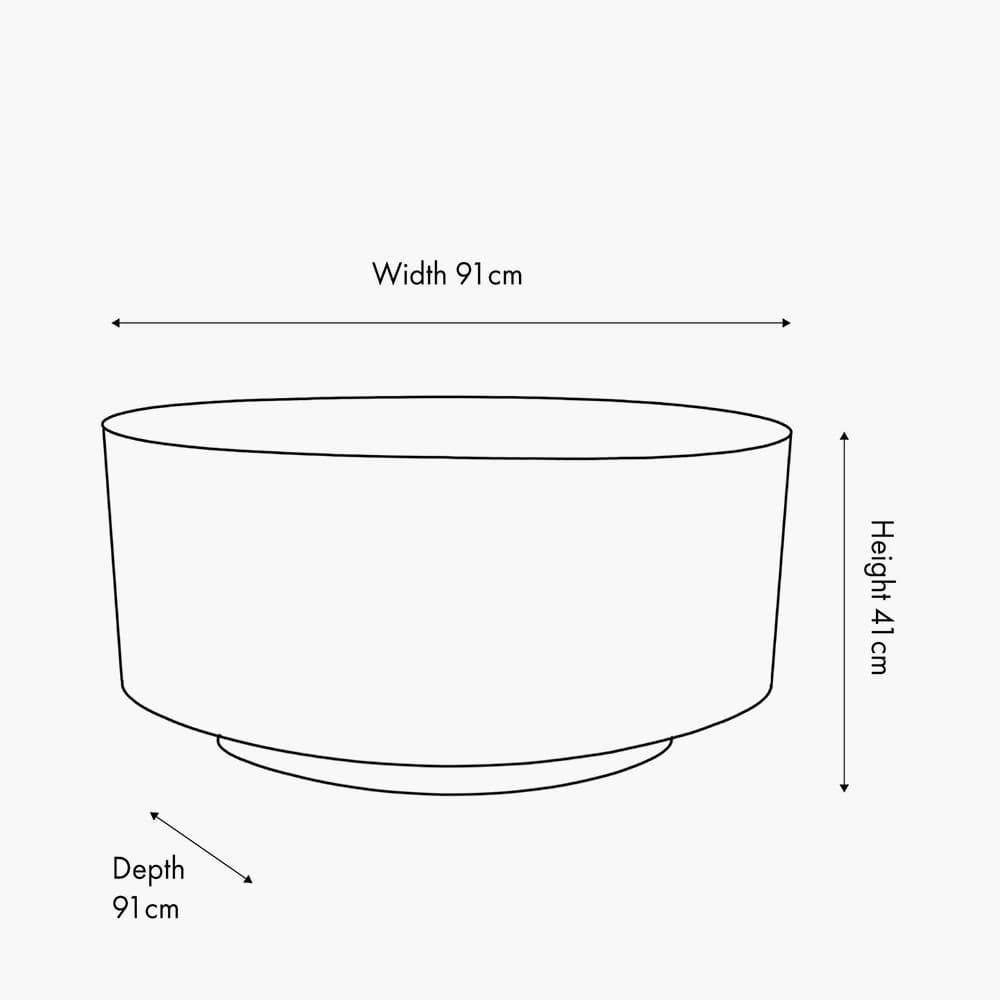 Line drawing of a cylindrical pot with dimensions labeled.