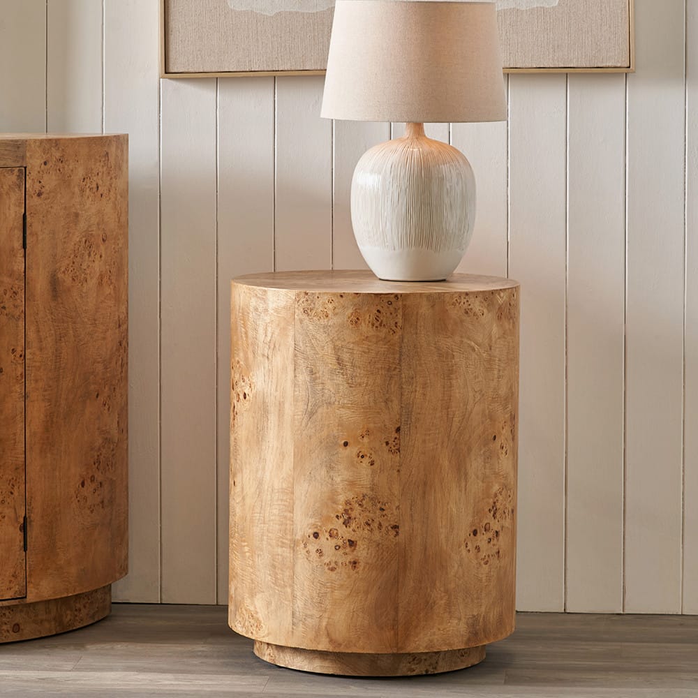 Burr Effect Wooden Side Table