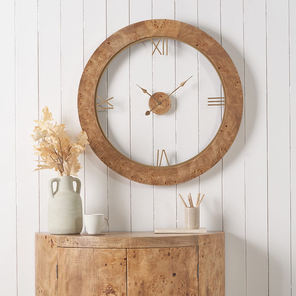 Burr Effect Wooden Wall Clock