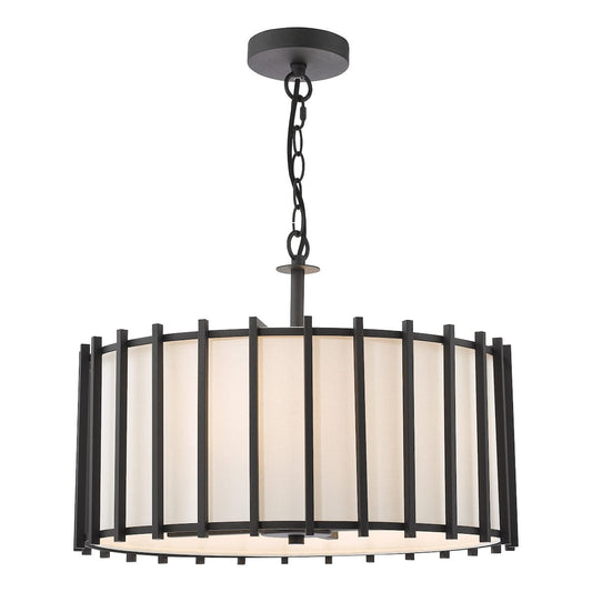 Cagliari 4 Light Matt Black Pendant with Ivory Shade