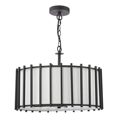 Cagliari 4 Light Matt Black Pendant with Ivory Shade