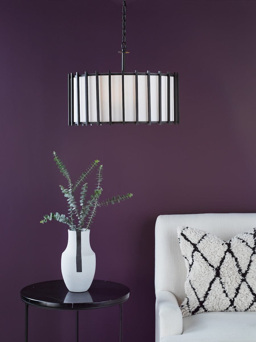 Cagliari 4 Light Matt Black Pendant with Ivory Shade