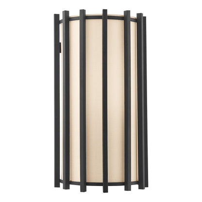 Cagliari 1 Light Matt Black Wall Light with Ivory Shade