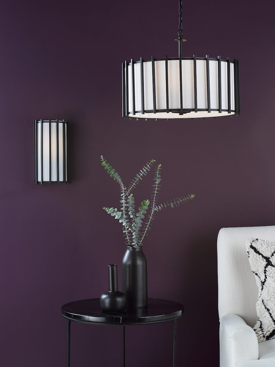 Cagliari 4 Light Matt Black Pendant with Ivory Shade