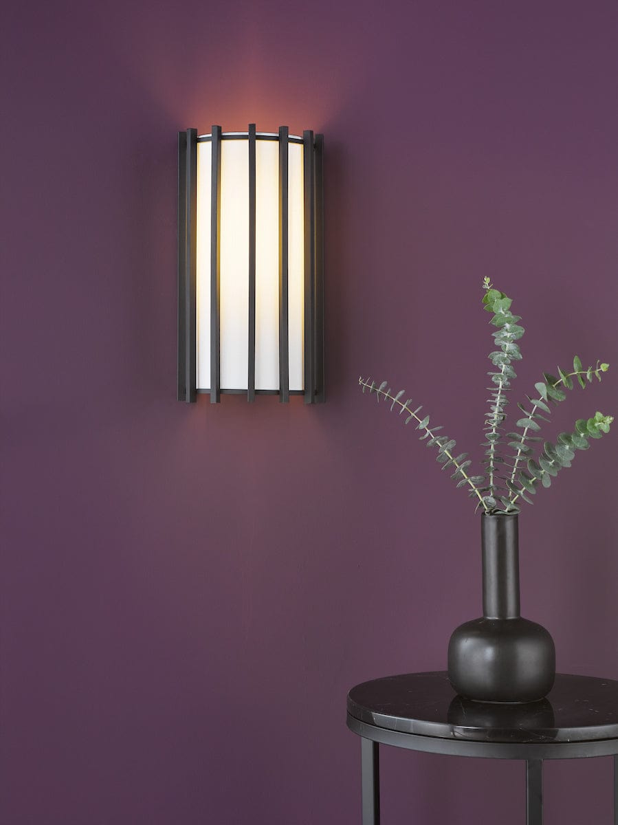 Cagliari 1 Light Matt Black Wall Light with Ivory Shade