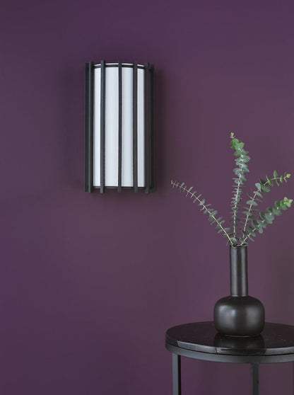 Cagliari 1 Light Matt Black Wall Light with Ivory Shade