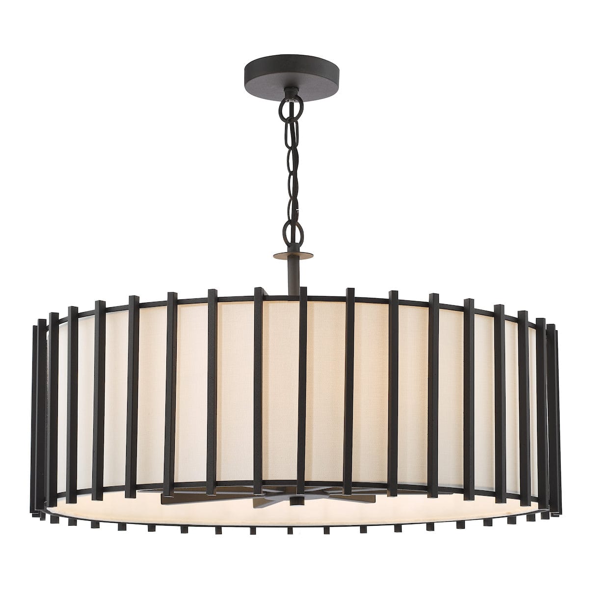 Cagliari 8 Light Matt Black Pendant with Ivory Shade