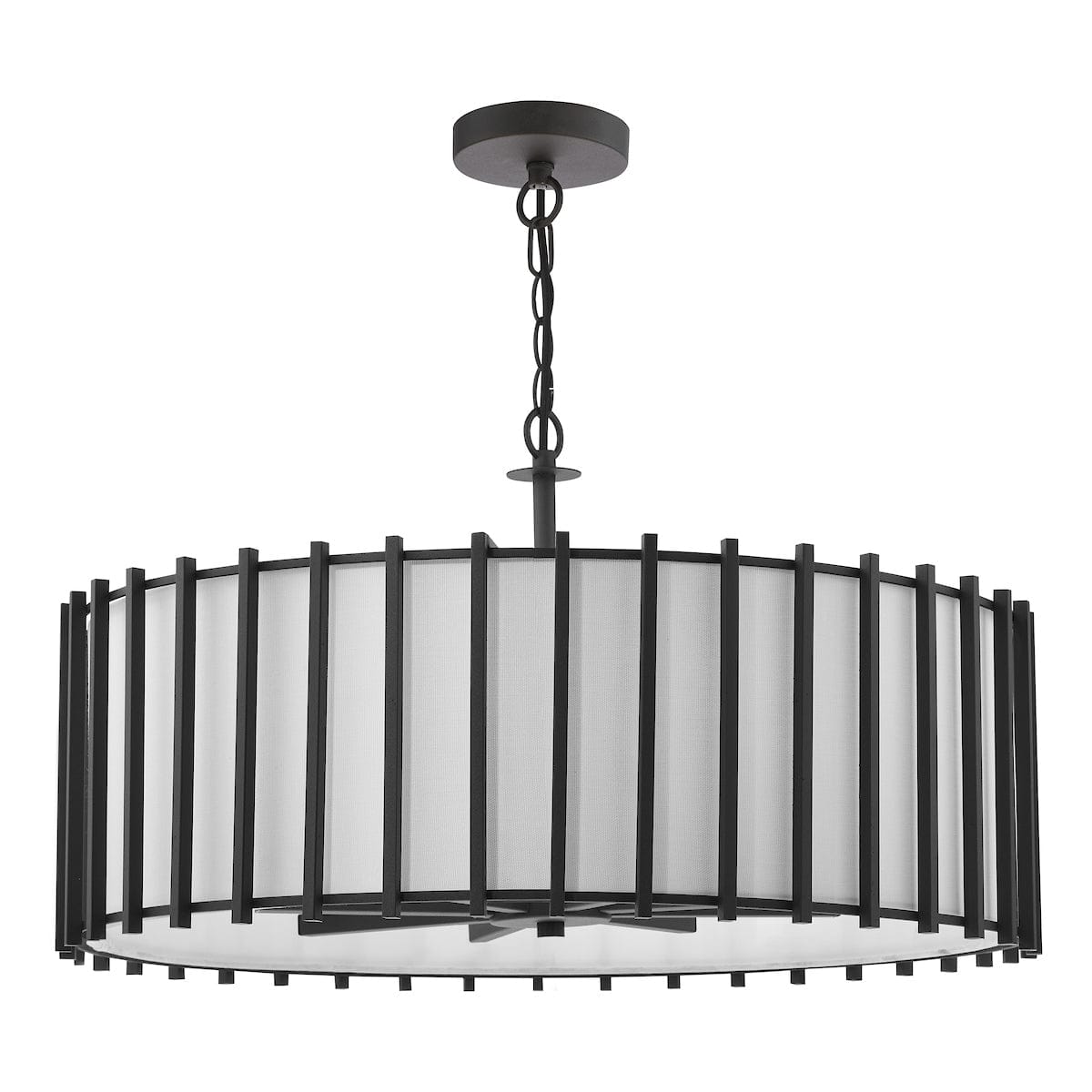 Cagliari 8 Light Matt Black Pendant with Ivory Shade