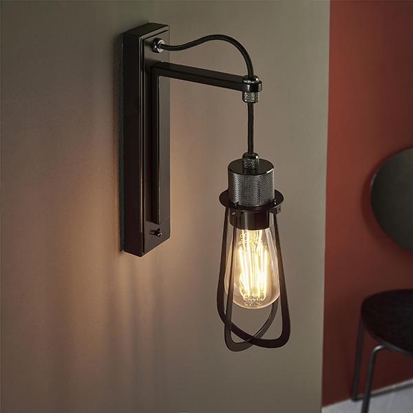 Cage Black Chrome Wall Light