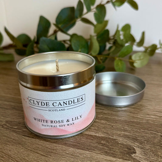 White Rose & Lily Candle Tin