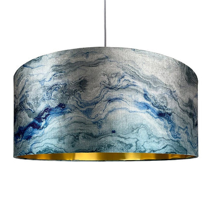 Carrara Azure Marble & Brushed Gold Shallow Shade