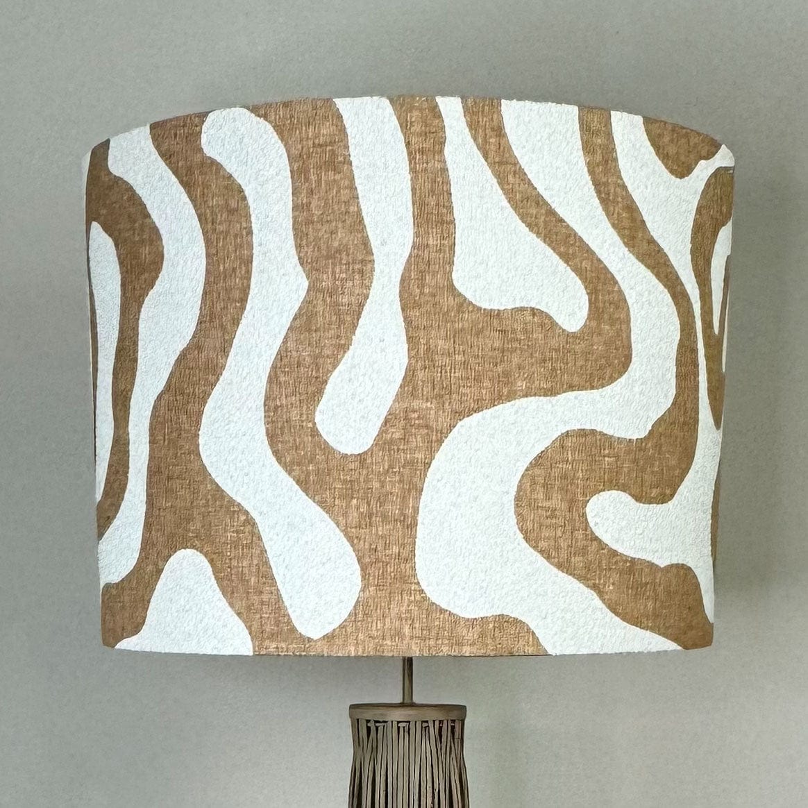 Woven Bamboo Floor Lamp with Sigrid Sandstone Lampshade