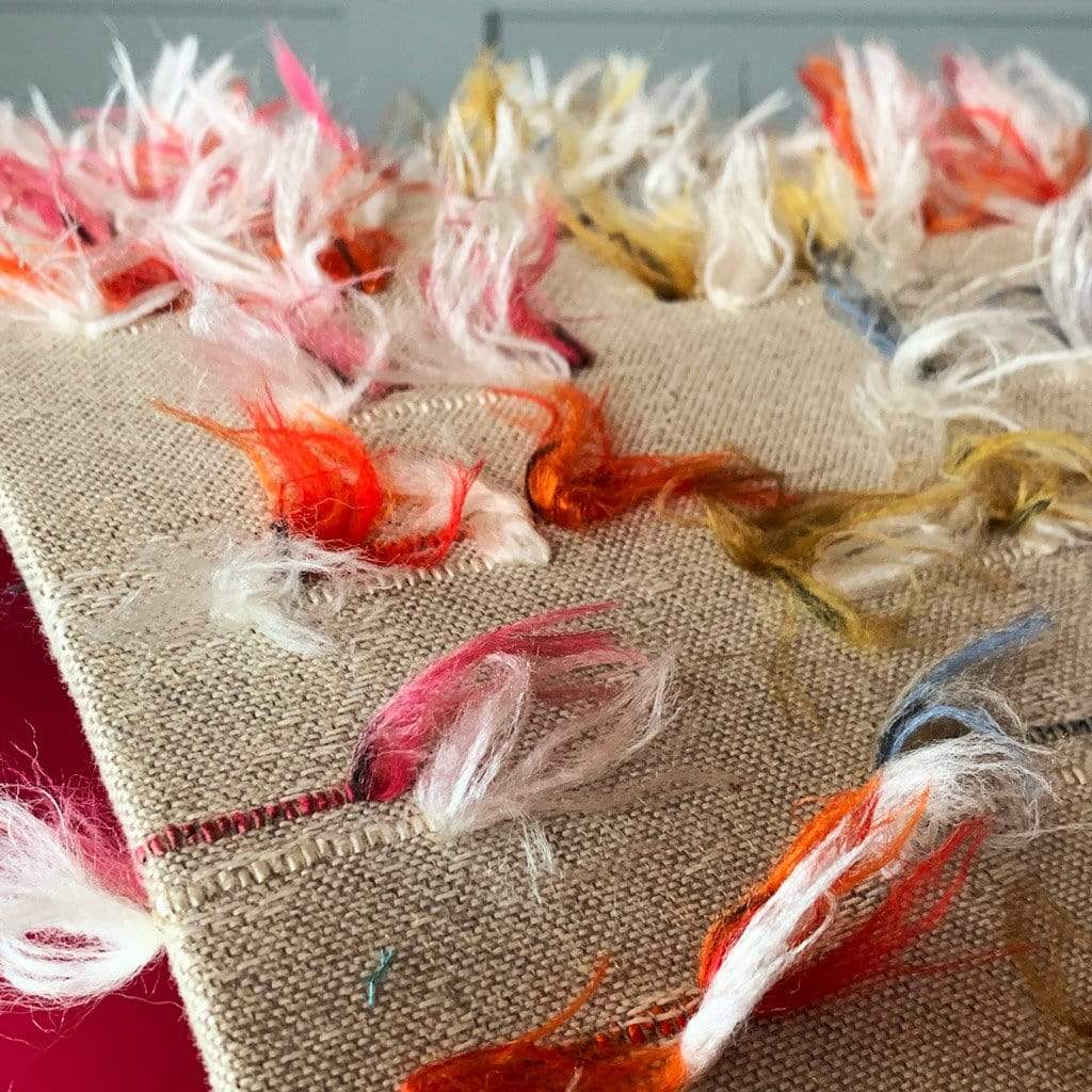 Fluffy Rainbow Pendant Shade with Hot Pink Silk Lining