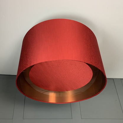 Textured Red Pendant Shade with Matching Baffle