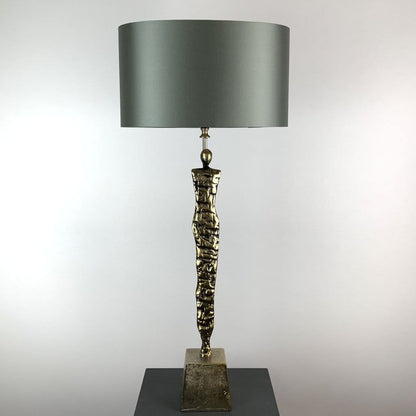 Shaman Antique Brass Table Lamp with Wild Dove Oval Shade