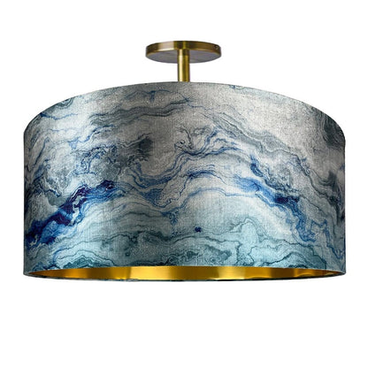 Carrara Azure Marble & Brushed Gold Shallow Shade