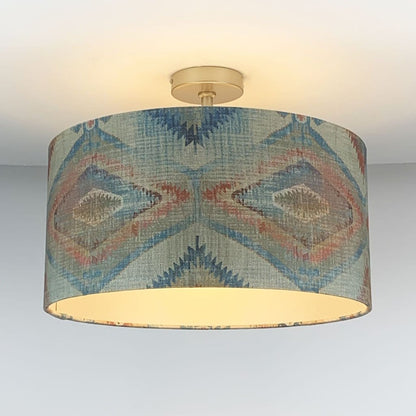 Santa Cruz Teal Pendant Shade with Champagne Lining