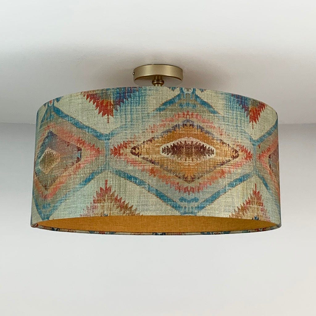 Santa Cruz Teal Pendant Shade with Oslo Harvest Lining