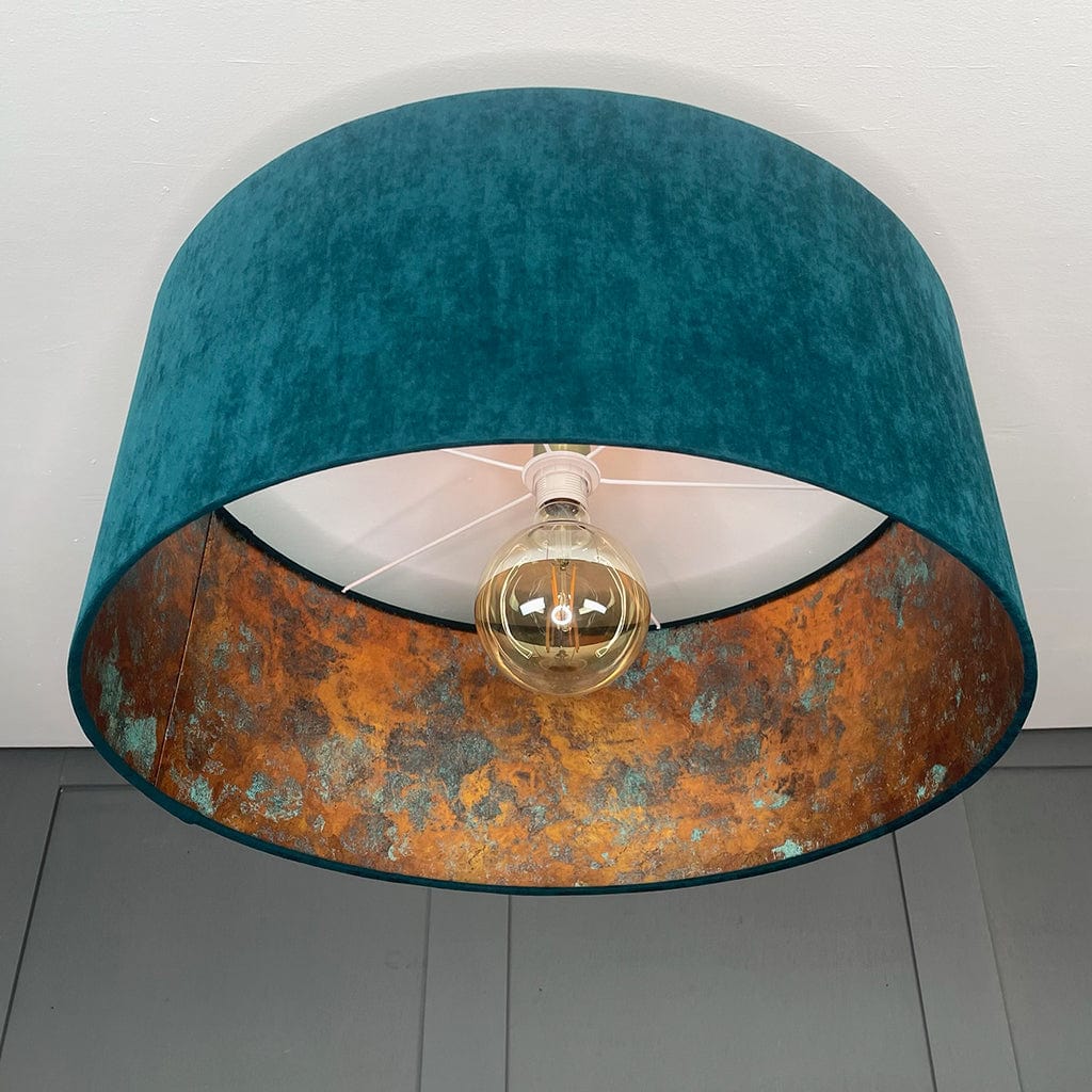 Belvoir Teal Pendant Shade with Oxidised Copper Metallic Wallpaper Lining