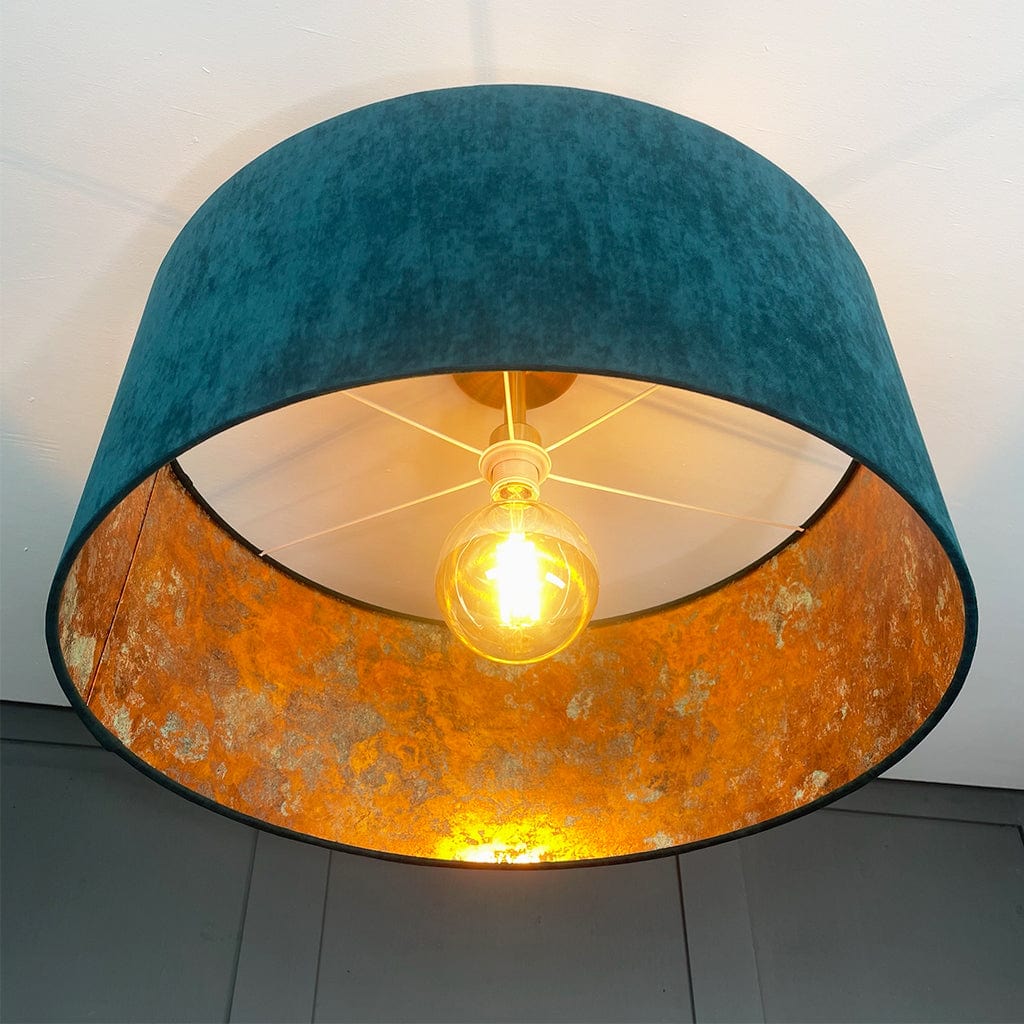 Belvoir Teal Pendant Shade with Oxidised Copper Metallic Wallpaper Lining