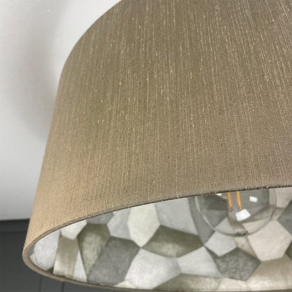 Sculpt Pewter Wallpaper Lined Pendant Shade with Tussah Seal