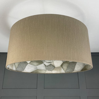 Sculpt Pewter Wallpaper Lined Pendant Shade with Tussah Seal