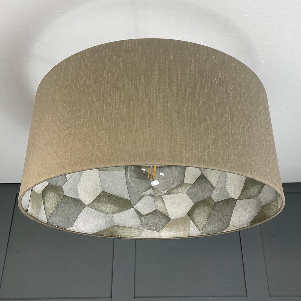 Sculpt Pewter Wallpaper Lined Pendant Shade with Tussah Seal