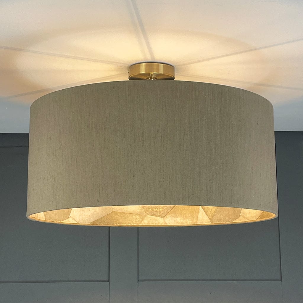 Sculpt Pewter Wallpaper Lined Pendant Shade with Tussah Seal